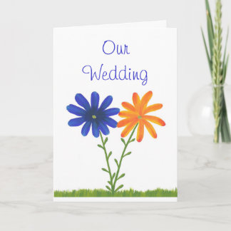 Invitaciones a la boda azul y Naranja, flores