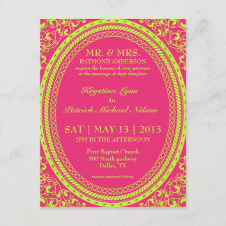 Invitaciones a la boda barroca fluorescente/neón