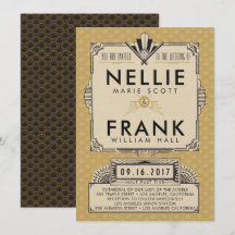 Invitaciones a la boda Black and Gold Great Gatsby