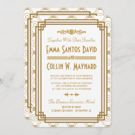 Invitaciones a la boda blanca Art Deco