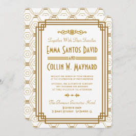 Invitaciones a la boda blanca Art Deco