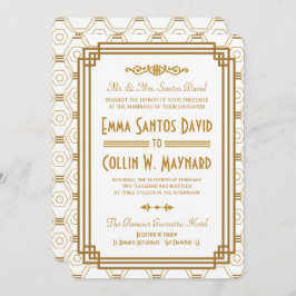 Invitaciones a la boda blanca Art Deco