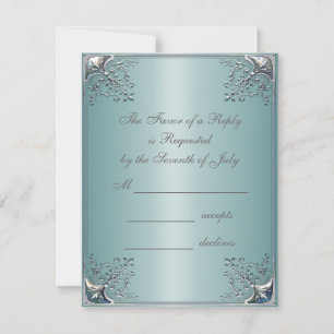 Invitaciones a la Boda Blanca Azul verde azulada