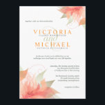 Invitaciones a la Boda Blanca Metálica de Hielo na<br><div class="desc">Resumen de flores de naranja mandarina sobre fondo brillante de hielo blanco con hojas verdes brillantes y remolinos extravagantes bordean este hermoso set de invitación a la boda. Perfecto para bodas en el jardín interior y exterior en cualquier temporada — primavera, verano, otoño, otoño e invierno. El elegante texto vintage...</div>