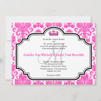 Invitaciones a la Boda Blanca Negra en Blanco Pink