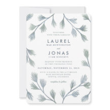 Invitaciones a la Boda Blanca + Verde Pino Moderno