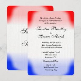 Invitaciones a la boda blanca y azul roja