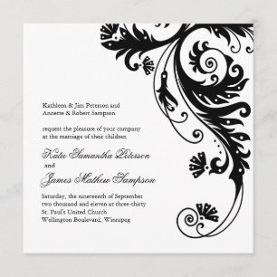 Invitaciones a la boda blanca y negra