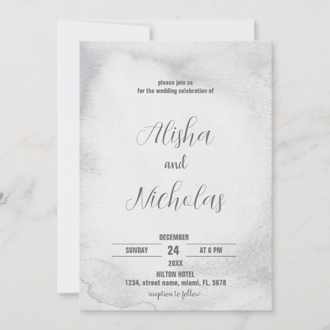 Invitaciones a la boda blanca y negra (Anverso)