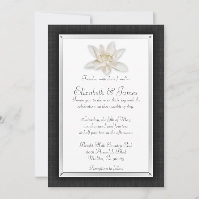 Invitaciones A La Boda Blanca Y Negra (Anverso)