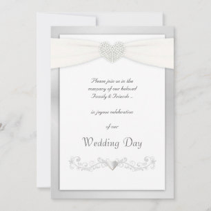 Invitaciones a la boda blanca y plateada