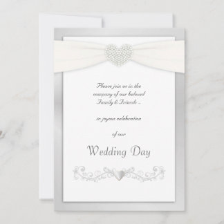 Invitaciones a la boda blanca y plateada