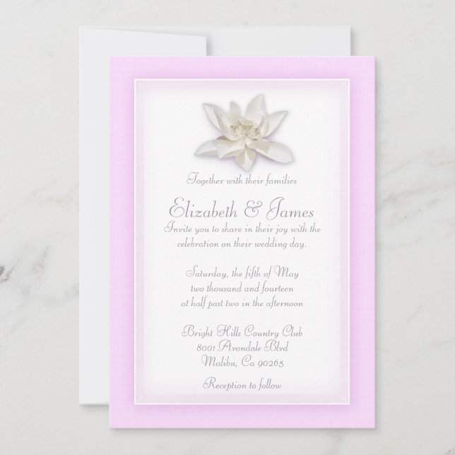 Invitaciones A La Boda Blanca Y Rosa (Anverso)