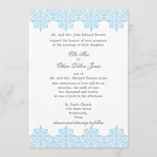 Invitaciones a la boda Blue Damask Light