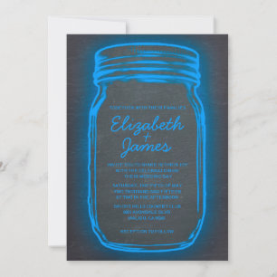 Invitaciones a la boda Blue Vintage Mason Jar