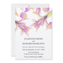 Invitaciones a la boda botánica moderna púrpura