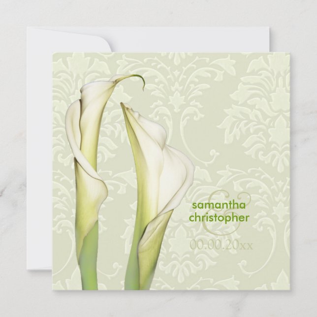 Invitaciones a la boda Calla lillies/damasco de ma (Anverso)