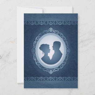 Invitaciones a la Boda Cameo Gótico Azul Victorian