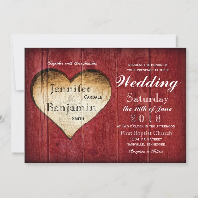 Invitaciones a la boda campestre del corazón de la (Anverso)