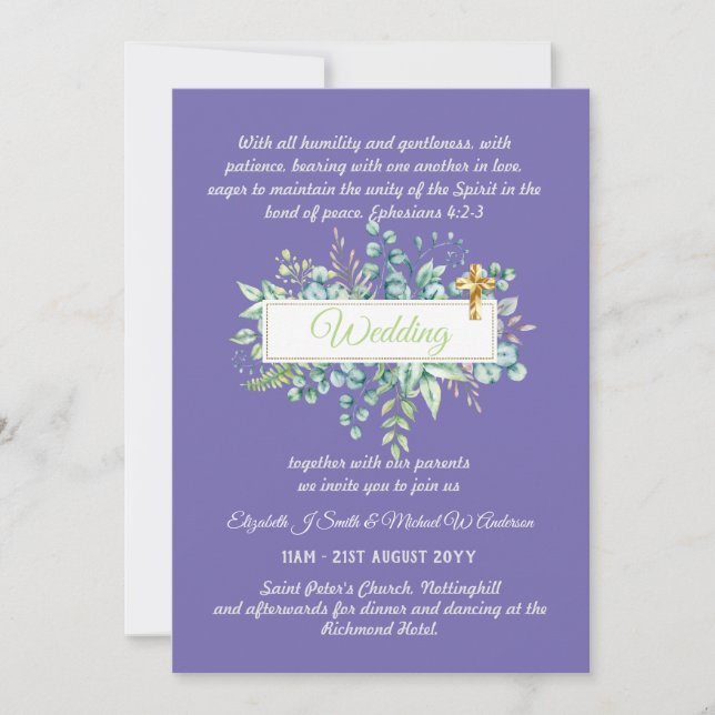 Invitaciones a la boda católica moderna (Anverso)