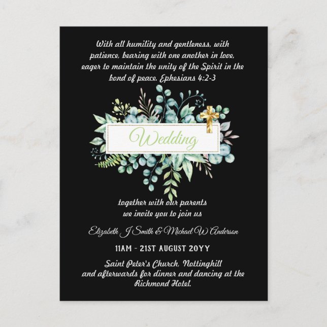 Invitaciones a la boda católica moderna (Anverso)