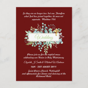 Invitaciones a la boda católica vegetación botánic