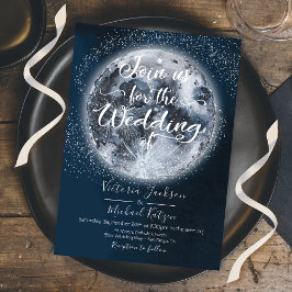Invitaciones a la Boda Celestial Full Moon y Stars
