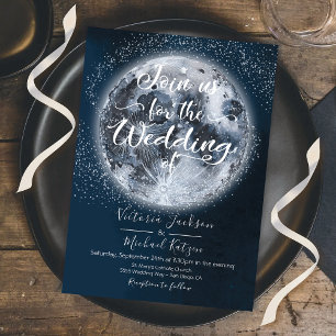 Invitaciones a la Boda Celestial Full Moon y Stars