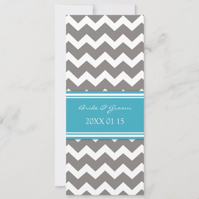 Invitaciones a la boda Chevron Gris Blue (Anverso)