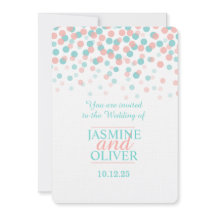 Invitaciones a la boda color rosa y azul verde ver