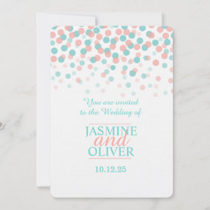 Invitaciones a la boda color rosa y azul verde ver