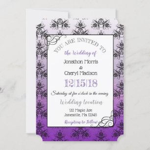 Invitaciones a la boda con clase Purple Black Dama