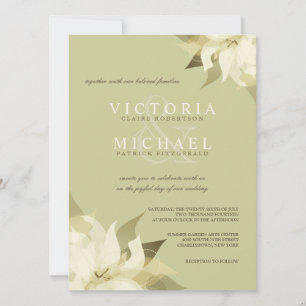 Invitaciones a la boda con flores de marfil verde