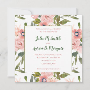 Invitaciones a la boda con temas de rosa