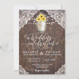 Invitaciones a la boda Country Lace y Sunflowers
