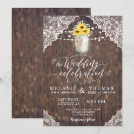 Invitaciones a la boda Country Lace y Sunflowers