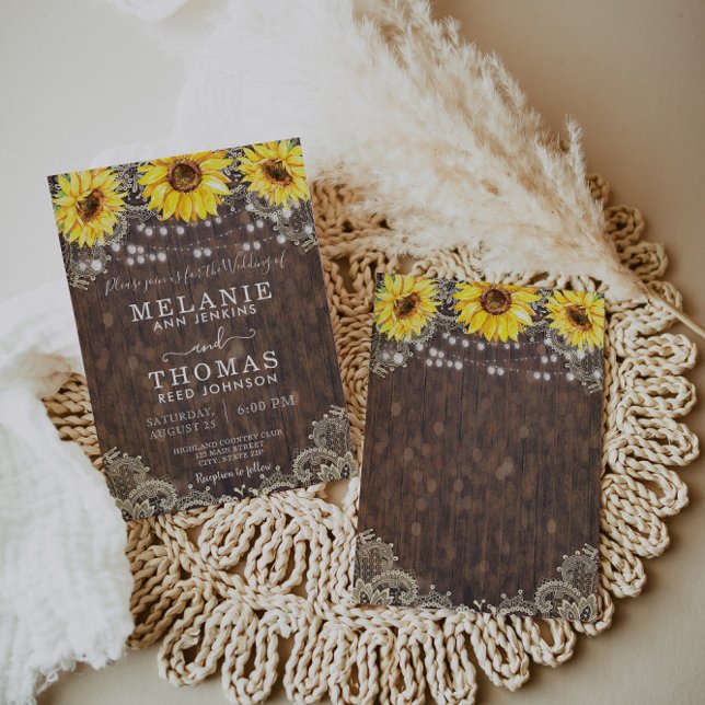 Invitaciones a la boda Country Lace y Sunflowers (Subido por el creador)