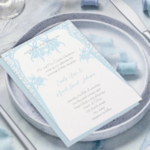Invitaciones a la boda cristiana de flores azules