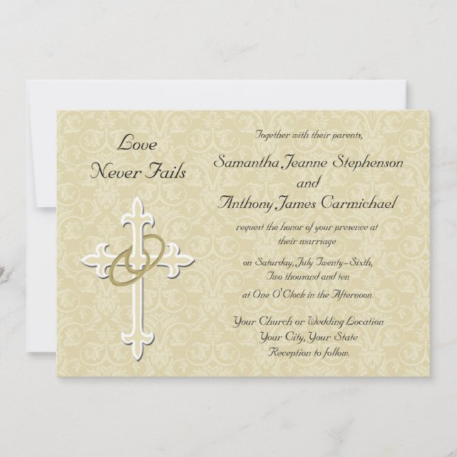 Invitaciones a la boda cristiana de los Anillos de (Anverso)