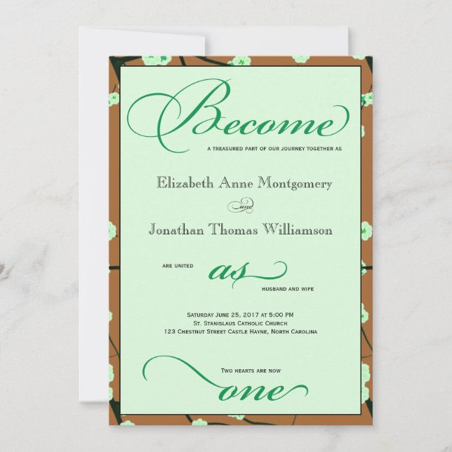 Invitaciones a la boda cristiana-floral contemporá (Anverso)