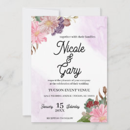 Invitaciones a la boda de acuarela elegante