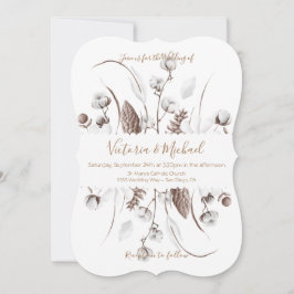 Invitaciones a la boda de algodón con flores en el