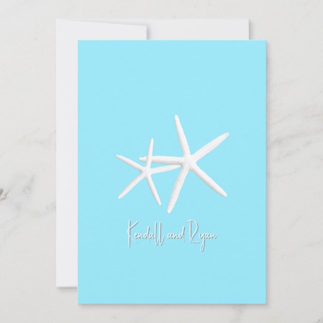 Invitaciones a la boda de Aqua Blue Starfish Beach (Anverso)