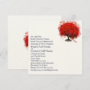 Invitaciones a la boda de árboles de hojas de cora