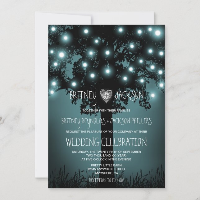 Invitaciones a la boda de árboles rústicos foresta (Anverso)