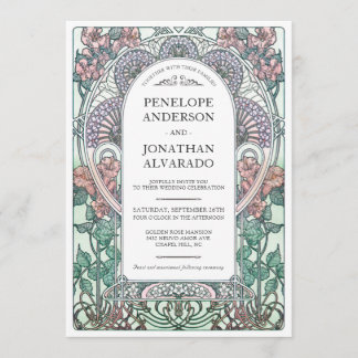 Invitaciones a la boda de Art Nouveau coloridas (S