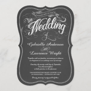 Invitaciones a la boda de arte con escritura de Ch