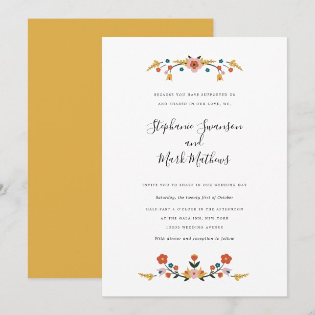 Invitaciones a la boda de arte popular (Anverso / Reverso)