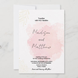 Invitaciones a la boda de arte rosa