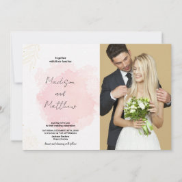 Invitaciones a la boda de arte rosa con foto
